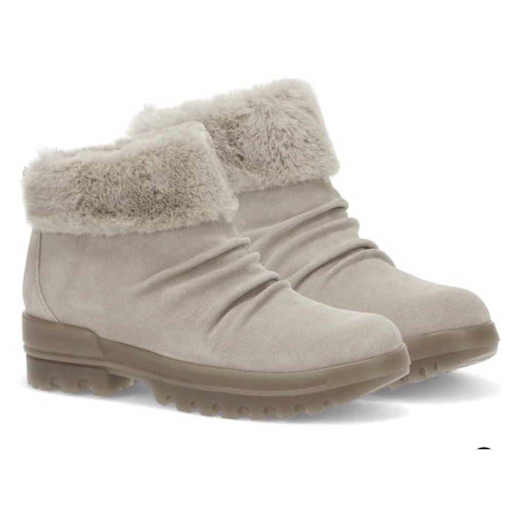 Baretraps Womens Nuri Leather Weatherproof ‎ Boots Faux Fur Lined Taupe Sz 10M